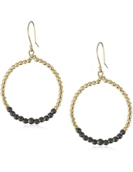 Mizuki 14k Medium Hoop Earrings with Gold and Silver Faceted beads
