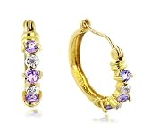 1/2 ct. tw. Amethyst and Diamond Hoop Earrings