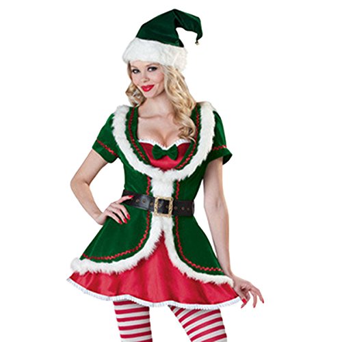 Quesera Women's Santa Helper Costume Adult Christmas Honey Elf halloween Outfits