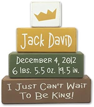 The Lion King baby nursery decor, Lion Guard Birthday, baby birth stats crown stacking wood sign blocks personalized baby gift baby shower decor