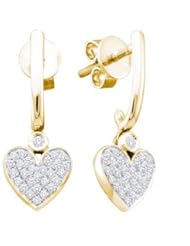 10KT Yellow Gold 0.25 CTW Diamond HEART Earring