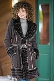 Women's Curly Lamb Stroller with Raccoon Trim