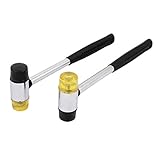 uxcell ゴムハンマー プラスチック 硬質ゴム 金属材質 オートハンドツール ノンスリップ 両面