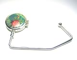 Vintage Garden Purse Hook Hanger w/Makeup Mirror Center (included carrying pouch)