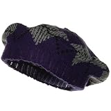 Argyle Knit Beret - Purple W08S65B