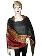 Dark Black and Red Cutwork India Paisley Reversible Pashmina Shawl 80"x28" Free Shipp