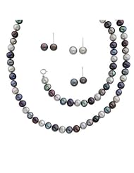 Black, Dark Grey and Light Grey Freshwater Cultured Pearl Set