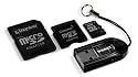 Kingston Mobility Kit - 8 GB microSDHC Flash Memory Card with SD and miniSD Adapters + USB 2.0 Reader MBLY/8GB (Black)
