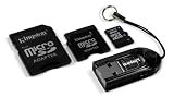 Kingston Mobility Kit - 8 GB microSDHC Flash Memory Card with SD and miniSD Adapters + USB 2.0 Reader MBLY/8GB (Black)