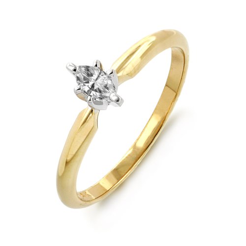 14k Yellow Gold Marquise Solitaire Diamond Ring (1/2 ct, I-J Color, I1-I2 Clarity), Size 8