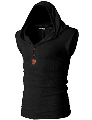 H2H Mens Casual Active Slim Fit Hoodie Sleeveless Tank Top Of Various Colors