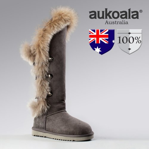 Aukoala Australia Sheepskin Warm Narnia Winter Boots For Womens_Gray_Us Size 5 On Sale