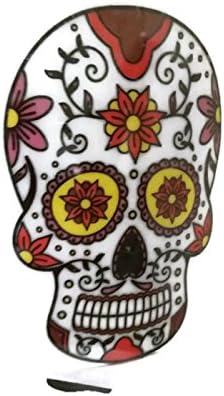 Day of the Dead Skull Ceramic Mugs or Halloween Celebrations, Set of 4 Assorted, Designs on Both Sides White Cup, 12 Ounces