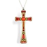 NEW Ayala's Timeless Beauty Cross Necklace in Ruby and Soft Yellow #5138R ANK ONK