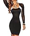 made2envy Colorblock Hourglass Mesh Sheer Long Slee (S, Black/White) C2170WS