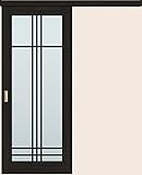 LIXIL ウッディーライン 片引き標準 アウトセット方式 WAK-CK9 鍵無し 引手(シャインニッケル) (W1824mm×H2030mm, クリエダーク)