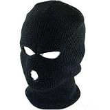 SKI FACE MASK KNIT BEANIE BIKER SNOWBOARD 3 HOLES * BLACK * Size - Medium / Large