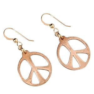 Medium Peace Symbol peace bronze earrings