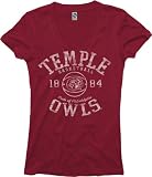 Temple Owls Cardinal Women's Sporty Hoops Deep V-Neck T-Shirt