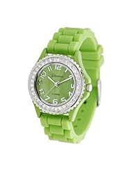 Geneva Platinum CZ Accented Silicone Watch, Small Face