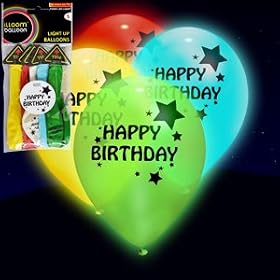 LED Light Up iLLoom Balloons - 5pk Mixed Happy Birthday