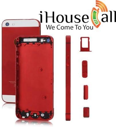 Colored Back Housing for IPhone 5. Included All buttons (Power/Lock, Volume, Silent/Vibrate, Sim Card Insert) Comes With Black Or White Top & Bottom Glass. (Red & Black)