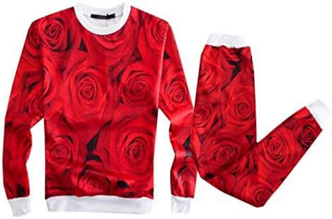 Emoji jogger Sets 3d Sweatshirt Red Rose for Men Women Hoodies Tracksuit M