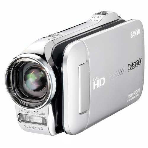 Sanyo Xacti VPC-GH1 Camcorder (SD Kartenslots, 5-fach optischer Zoom, 6,9 cm Display, mini HDMI) silber