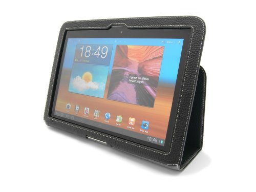 Produkt-Bild: StilGut Executive Case Ledertasche in schwarz aus Leder Etui mit Stand- und Pr&auml;sentationsfunktion f&uuml;r Samsung Galaxy Tab 10.1 (P7500)