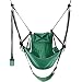 Green Eggs and Hammocks Con2our Dual-Point Hammock Chair with Adjustable Footrest, Armrests, Pillow, and Drink Holder, Green