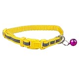 Night Safety Reflective Nylon Small Dog Puppy Collar Adjustable XS:Neck for 8-12" Yellow