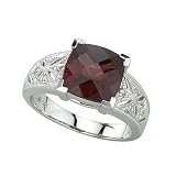 14K White Gold Garnet and Diamond Ring
