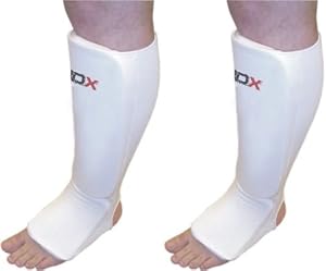 Rdx Shin Instep Pad Leg Foot Guards Ufc Mma Boxing White, X-large