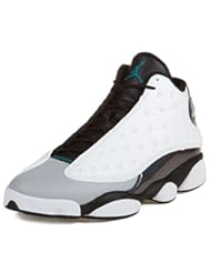 Shoes: Nike Mens Air Jordan 13 Retro White/Tropical Teal-Black-Wolf Grey Leather Basketball Shoes Size 9.5 - Nike