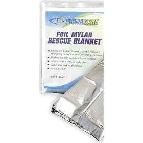 Mylar Foil Rescue Blanket, 62" x 82", 1 Pack of 10