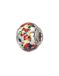 Zable (tm) Sterling Silver Slver with Multicolor Dot Murano Glass Bead / Charm