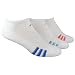 adidas Women's Cushioned Variegated 3-Pair No Show Sock, White/Aluminum 2/Fresh Blue/Blue Zest/Red Zest, 5-10