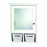 Zenith TH22WW White Decorative Medicine Cabinet 2 Baskets, White