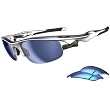 Oakley Fast Jacket Men's Sport Designer Sunglasses w/ Free B&F Heart Sticker - Silver/Blue Iridium, Jade Iridium