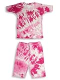 Baby Steps - Girls Shorty Cotton Pajamas Tye Die 2-Piece Cotton Pajama Set, Pink, Rasberry (Size 5)