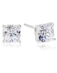 Myia Passiello "Cushion" Cut Swarovski Zirconia White Stud Earrings