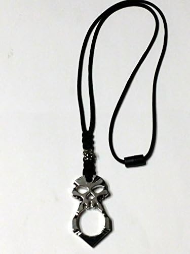 *NEW Self Defense Knuckle Skull Silver (Black) Lanyard