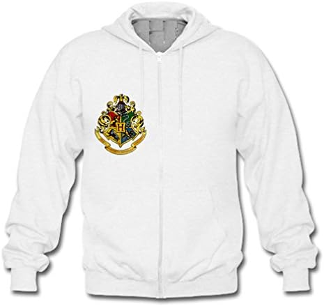 Sportfunnn Fashion Harry Potter Hogwarts Mens Full Zip Hooded Sweatshirt X-Smal White