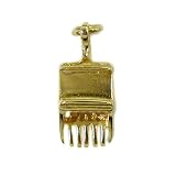 14K Gold Vintage Cranberry Scoop Charm, three-dimensional