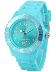 HACBIWA Fashion Design Women Lady Gril Silicon Wrist Light Blue Big Dial Watches