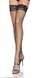 Lycra Industrial Net Thigh Highs With Stay Up Silicone Lace Top