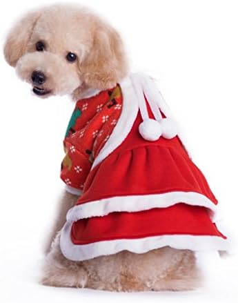 LESO Doggie Pet Christmas Coat Dog Santa Dress Costumes Party Apparel Red Color --Large