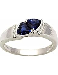 14K White Gold Sapphire and Diamond Ring -- LIFETIME WARRANTY