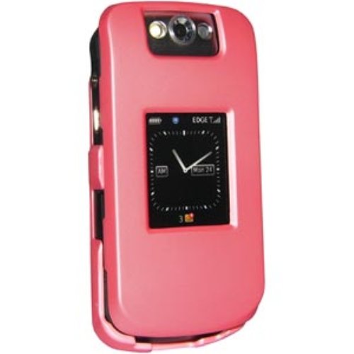 Amzer  Rubberized Snap On Crystal Hard Case for BlackBerry Flip Pearl 8220 (Baby Pink)