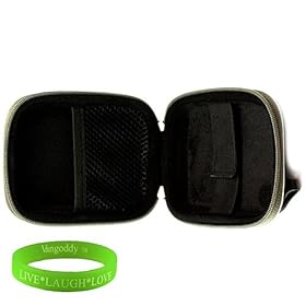 Eva Gun Metal Extra Thick Case with Reinforced Exterior Shell for all models & colors of your Canon Digital Camera Point and Shoot Powershot A1200 , A2200 , A2300, A2400 IS , A3300 , A3400 , A4000 with HD Video + Green Vangoddy Bracelet!!!